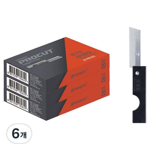 도루코 프로컷 새마을칼 20p DN-50, 검정, 6개