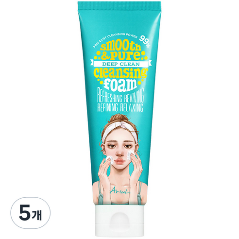 아리얼 스무스앤퓨어 딥 클린 클렌징폼, 120ml, 5개
