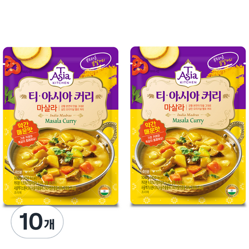 티아시아키친 마살라 커리 분말, 10개, 100g