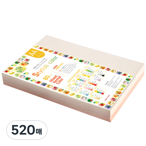 종이문화 스타일리쉬 시즌칼라 색지 혼합 182 SN-Pink Tone 80g, A4, 520매