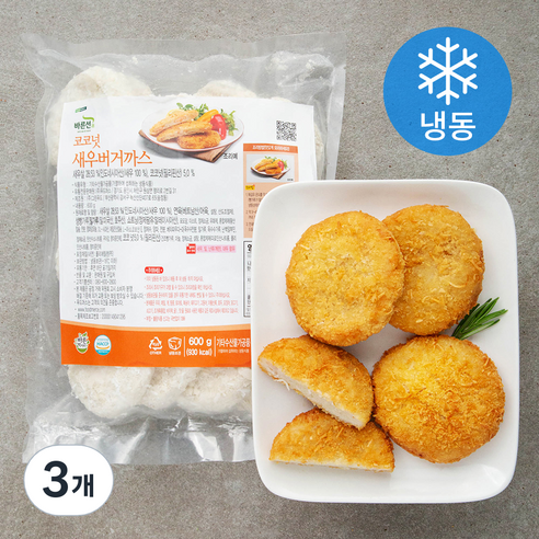 풀무원 풀스키친 코코넛 새우버거까스 (냉동), 3개, 600g