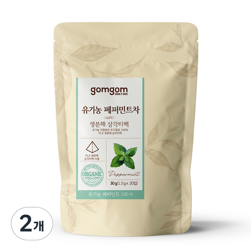 곰곰 유기농 페퍼민트차 생분해 삼각티백, 1.5g, 20개입, 2개