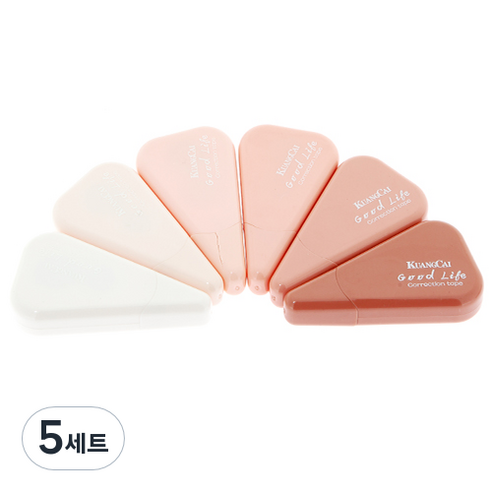 KUANGCAI 그라데이션 삼각 수정테이프 6종 세트, 로즈핑크, 5세트
