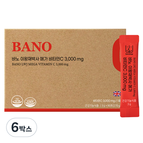 바노 이왕재 박사 메가 비타민C 3000mg 90p, 270g, 6박스