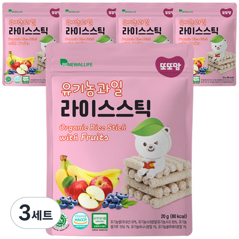 또또맘 유기농 과일 라이스스틱 20g, 15개
