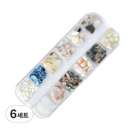 자개원석 네일 파츠 세트, 블루, 6세트
