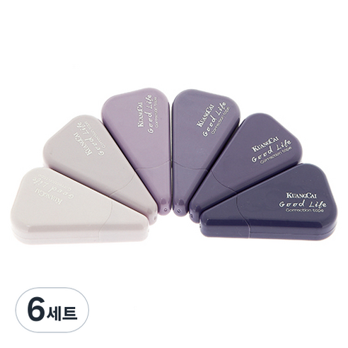 KUANGCAI 그라데이션 삼각 수정테이프 6종 세트, 라일락, 6세트