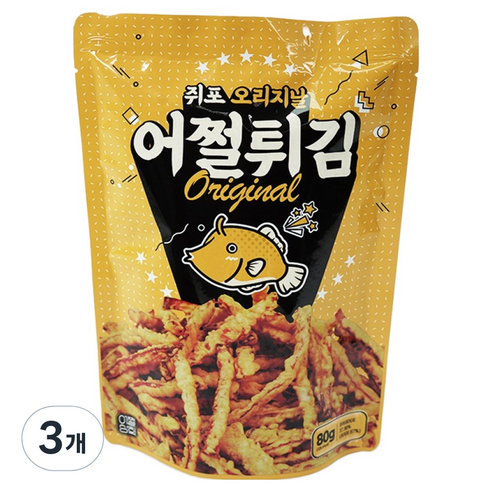 어쩔튀김 후라이드 쥐포 튀김 오리지날, 3개, 80g