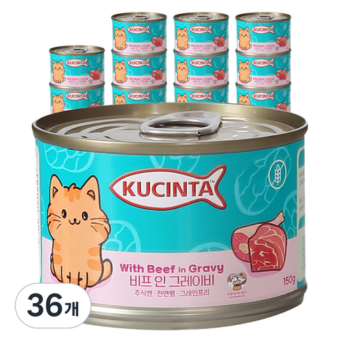 쿠친타 고양이 전연령용 주식캔 습식사료, 소, 150g, 36개