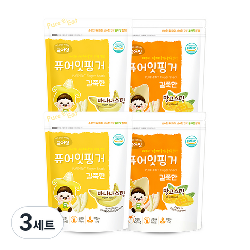 퓨어잇 핑거 길쭉한 망고스틱 2p + 바나나스틱 2p, 3세트