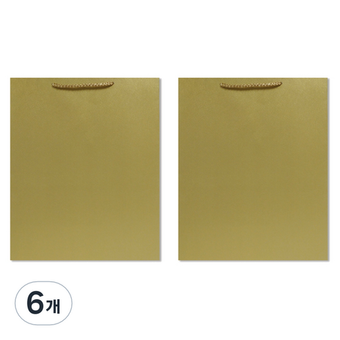 홀마크 무지 단색 쇼핑백 중, 골드, 6개