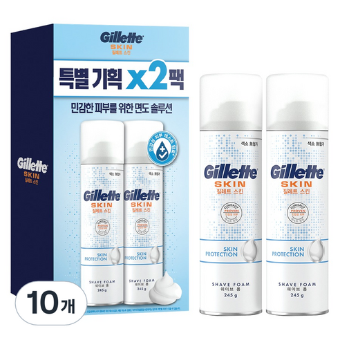 질레트 스킨텍 쉐이빙 폼, 245g, 10개