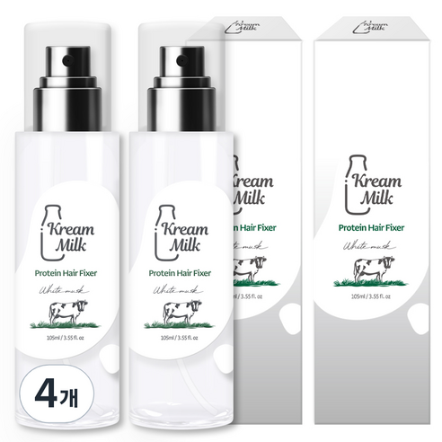 크림밀크 단백질 헤어픽서 화이트머스크향, 4개, 105ml