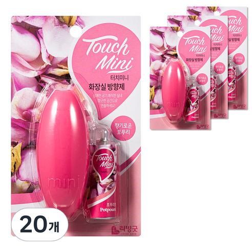 리빙굿 터치미니 화장실 방향제 포푸리향 본품, 13ml, 20개, 꽃향