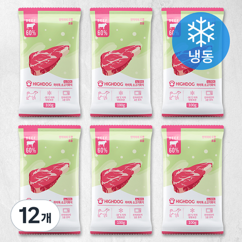 하이독 강아지 화식사료 (냉동), 소, 12개, 100g