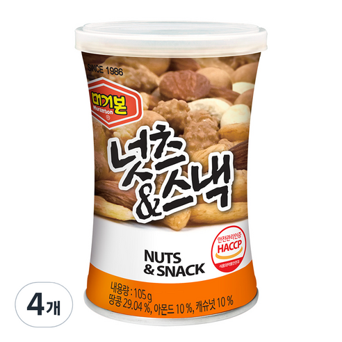 머거본 넛츠 앤 스낵, 105g, 4개