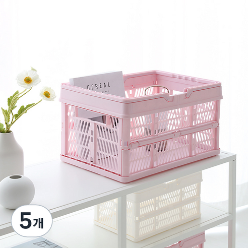 마켓비 KONTINO 폴딩바스켓, 원톤핑크, 33L, 5개