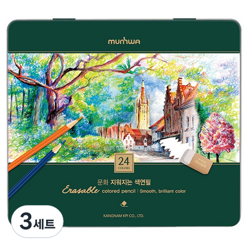 문화연필 지워지는 색연필 세트, 24색, 3세트
