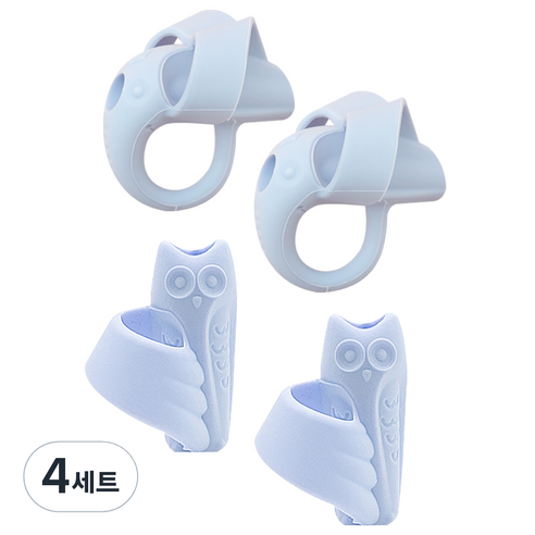 꼬사 연필교정기 코끼리 2p + 올빼미 2p, 블루, 4세트