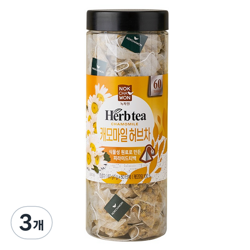 녹차원 캐모마일 허브차, 1g, 60개입, 3개
