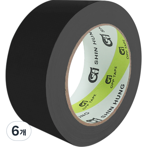 신흥테이프 면테이프 48mm x 25M 검정, 6개