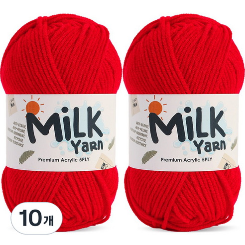 니뜨 밀크얀 뜨개실 50g, 10 레드, 10개