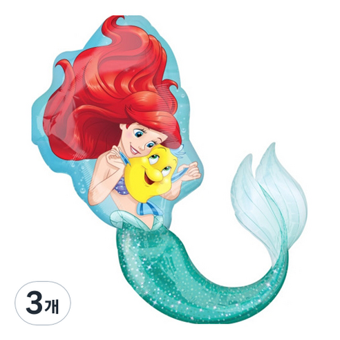 헬로유니버스 생일파티용품 인어공주 풍선, 3개