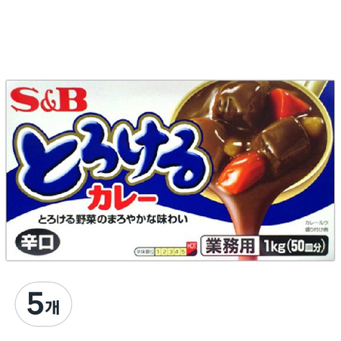 에스비 토로케루 카레 소스믹스 매운맛, 1kg, 5개