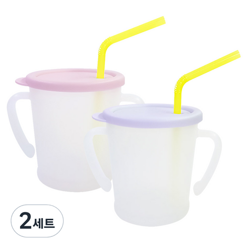 아가프라 뉴매직 빨대컵 300ml x 2종 세트, 2세트, 핑크, 퍼플