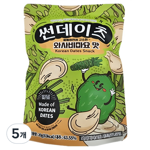썬데이츠 대추스낵 와사비마요맛, 20g, 5개