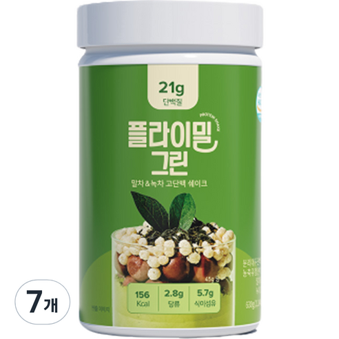 플라이밀 단백질 쉐이크 대용량 그린 녹차맛, 630g, 7개
