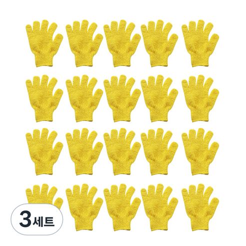 윰스 다섯손가락 샤워타월장갑 옐로우, 3세트, 20개입