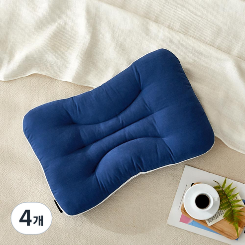 모던하우스 ON 부드럽고 낮은 목이 편안한 메쉬 베개, 네이비, 4개