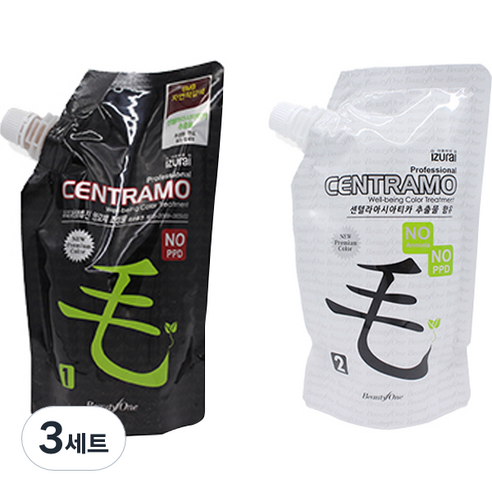 프리미엄 센트라모 코팅 칼라 크림 1제 염모제 500g + 2제 산화제 500g, 6MB 자연적갈색, 3세트
