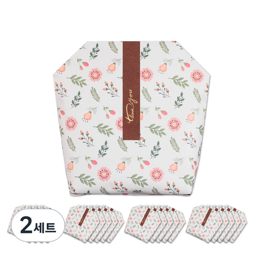 플라워가든 기프트백 Medium 20p + 띠스티커 20p, 화이트(기프트백), 브라운(띠스티커), 2세트