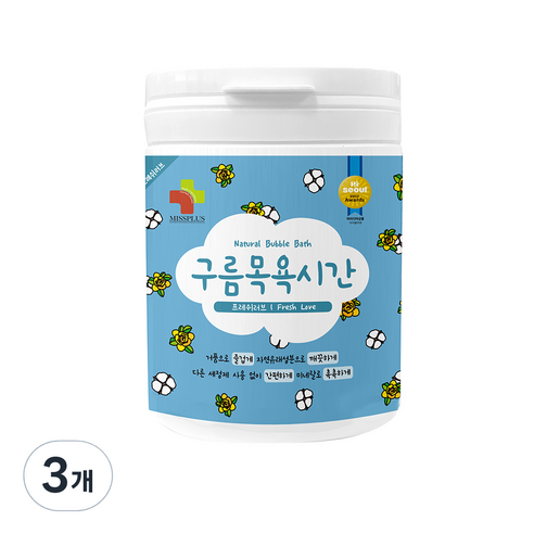 미스플러스 구름목욕시간 대팩 입욕파우더 프레쉬러브, 500g, 3개