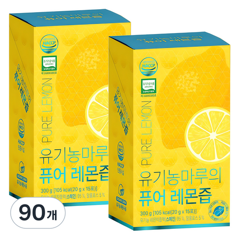 유기농마루 퓨어 레몬즙, 90개, 20g