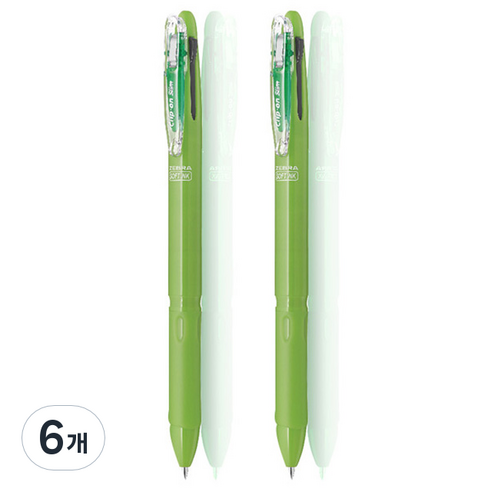 제브라 클립온 슬림 소프트 3C 3색펜 0.7mm, 라이트그린, 6개