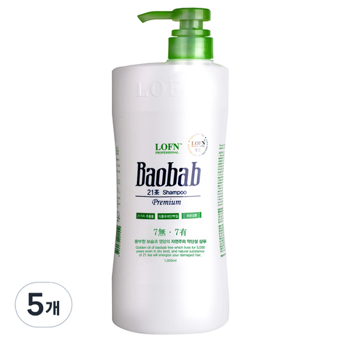 로픈 바오밥 21차 일반 건성 두피용 샴푸, 1kg, 5개