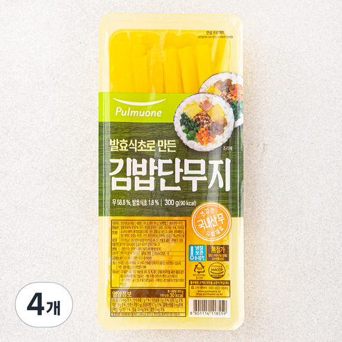풀무원 발효식초로 만든 김밥단무지, 300g, 4개