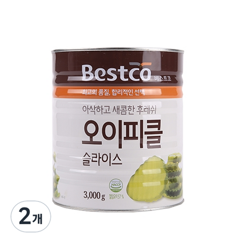 베스트코 오이피클 슬라이스, 3000g, 2개