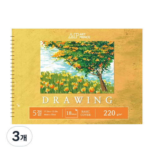 두성 아트프린스 드로잉 스프링 스케치북 220g D02, 5절, 18매, 3개