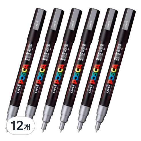 유니 포스카 칼라마카 실버 PC-3M, 12개, 1색