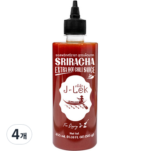 델리타이 J-LEK 엑스트라 핫 스리라차 칠리소스, 455ml, 4개