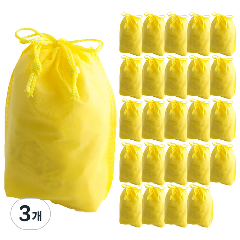 부직포 복주머니 더스트백 16 x 25 cm 25p, 옐로, 3개