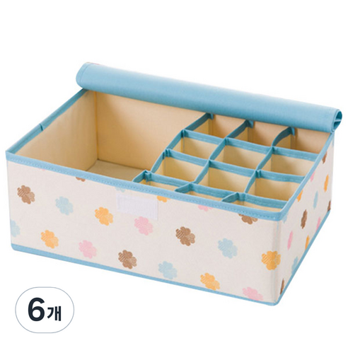 옥스퍼드 속옷 정리함 340g, 네잎클로버 블루, 6개