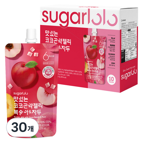 슈가로로 맛있는 코코 곤약젤리 복숭아 자두, 150g, 30개