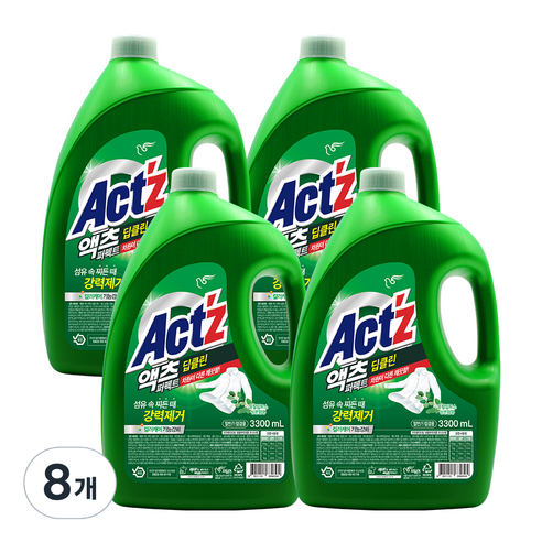 액츠 퍼펙트 딥클린 액상세제 본품, 3.3L, 8개