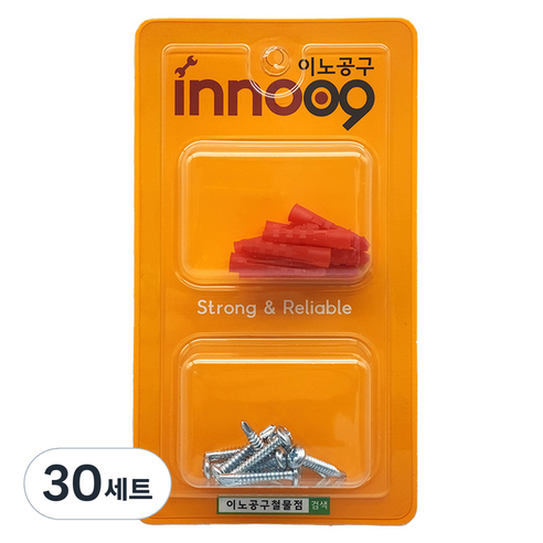 이노공구 백색 둥근머리 직결나사 칼블럭(레드) 세트 25mm 20pcs NIT202, 30세트