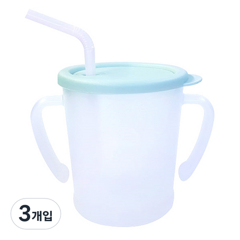 아가프라 매직빨대컵 300ml, 3개입, 민트
